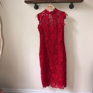 Tall High Neck Floral Crochet Lace Pencil Dress